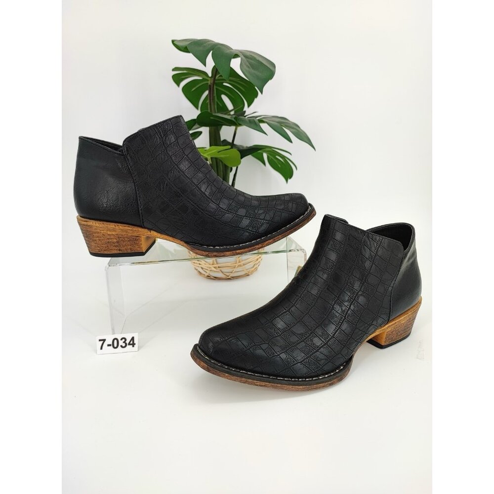 Roper Women’s Sofia Caiman Zip Black Boots Size 7.5 US